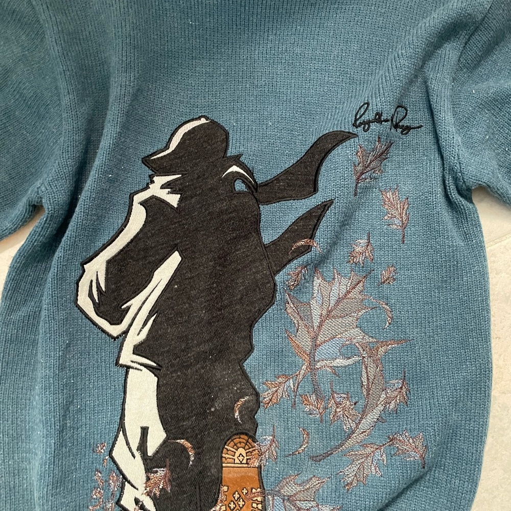 Stylish Teal Graphic Crewneck Sweater